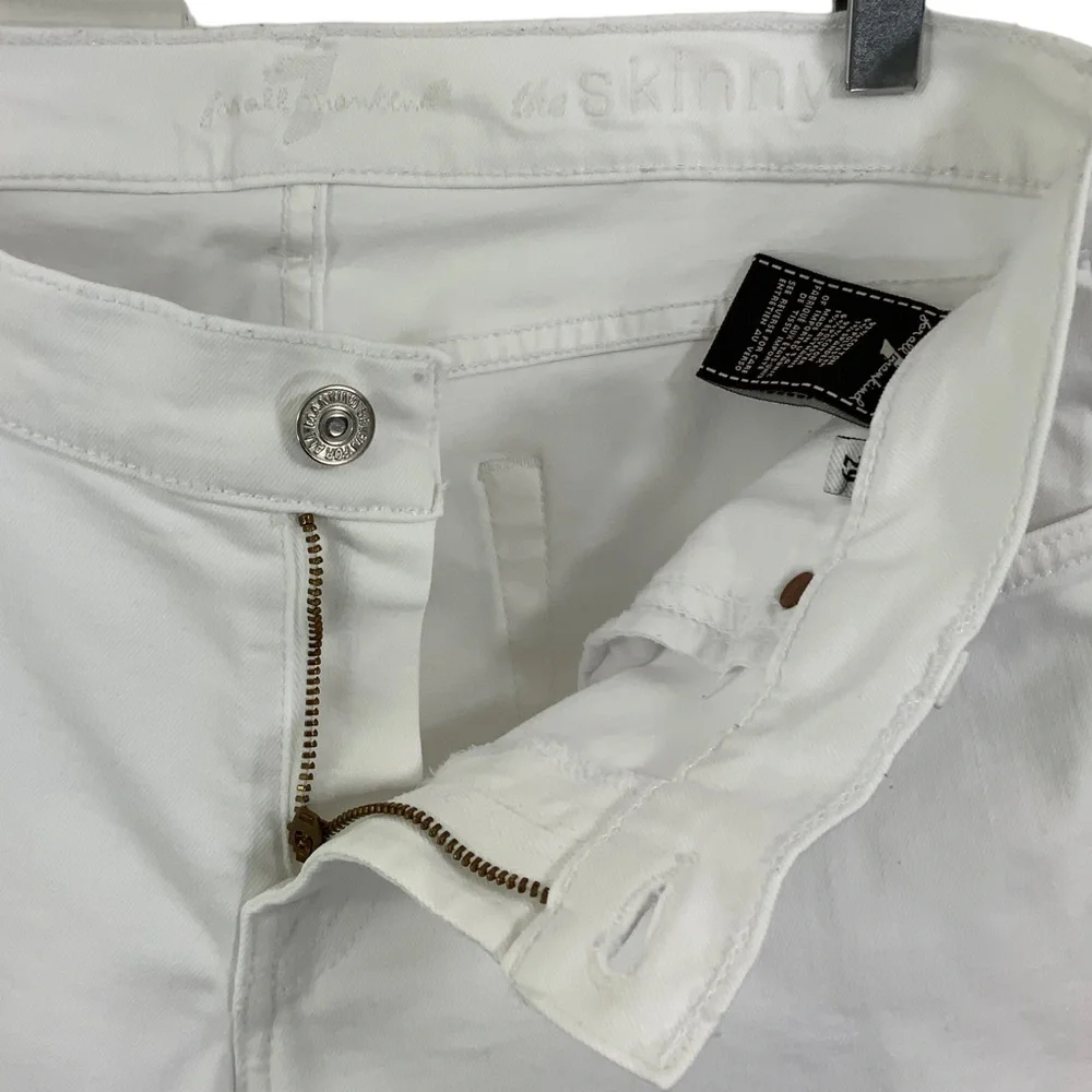 7 FOR ALL MANKIND The Skinny White Skinny Jeans With Stretch White Jeans G13 - Picture 8 of 11